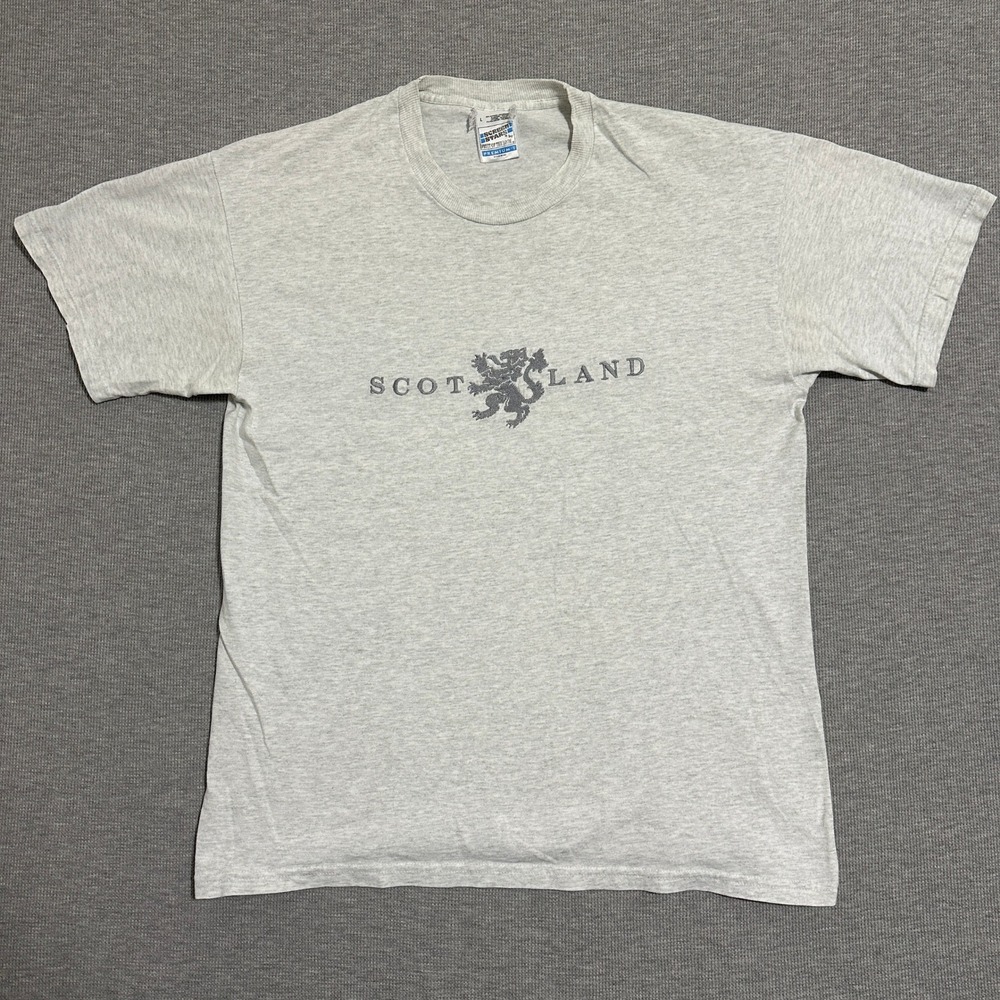 Vintage 90s Screen Stars Scotland Lion Rampant T-Shirt Gray Mens Size‎ Large